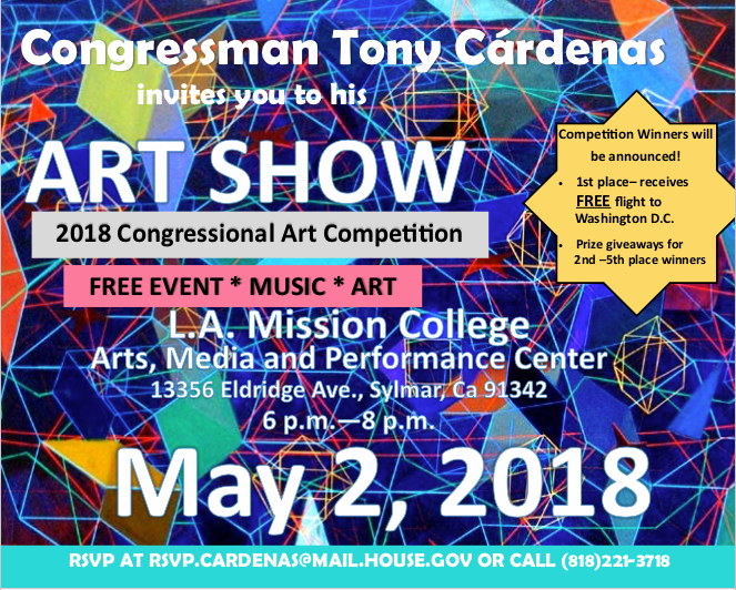 Congressman Tony Cardenas Art Show flyer