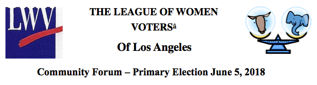 League of women Voters Forum June 5, 2018