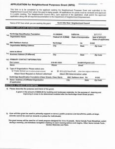 thumbnail of Northridge Beautification Foundation – NPG Application 2019