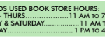 Library Bookstore hours