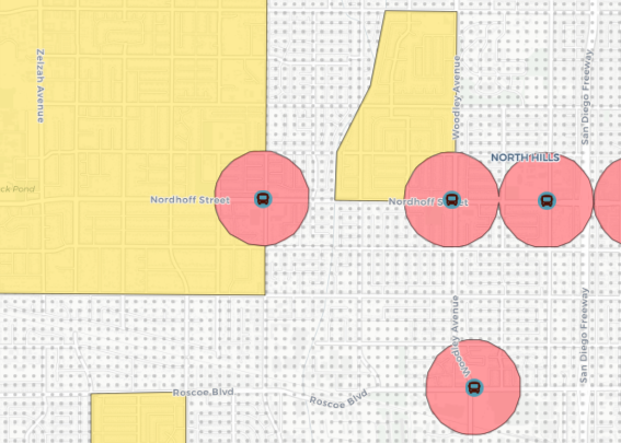 Senate Nill 50 map of zoning increases