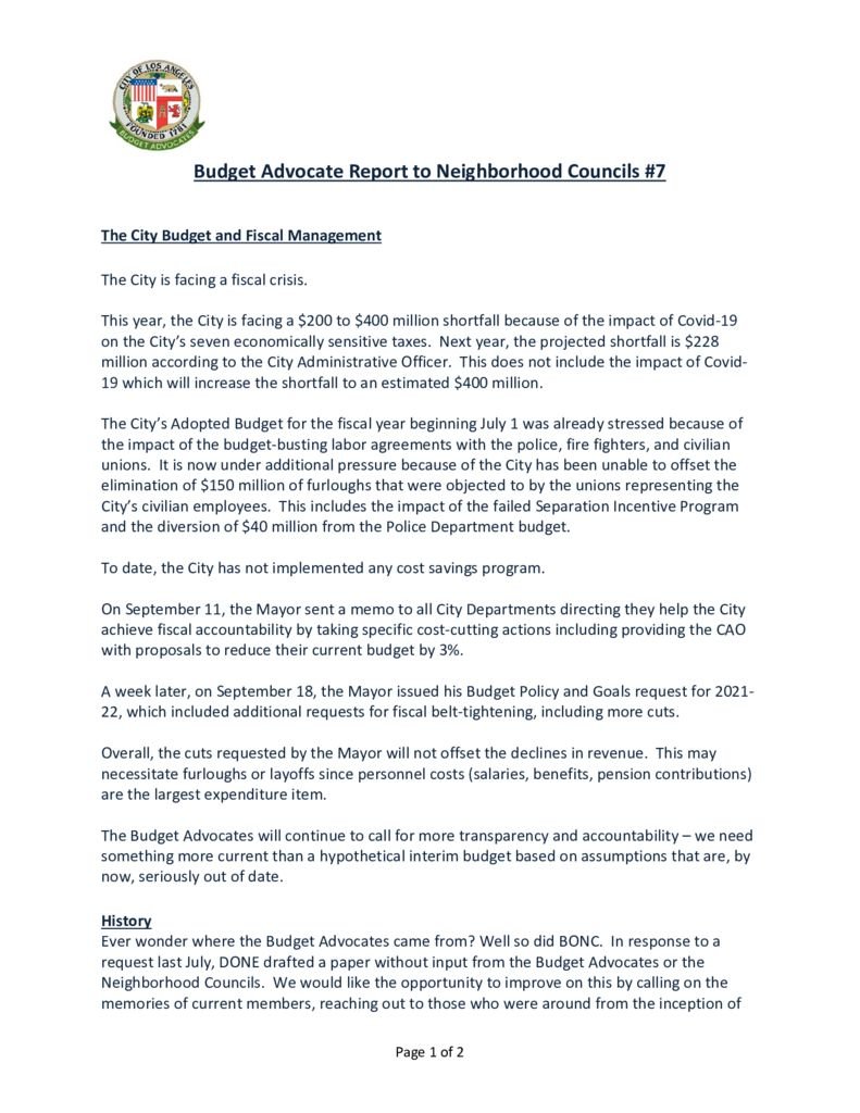 thumbnail of NC Budget Advocates Report to NCs #7 2020.10.13