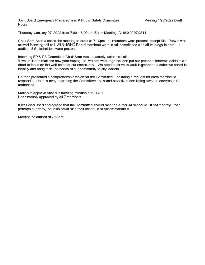 thumbnail of NHWNC EP & PS Committee Meeting 1:27:2022 Draft Notes