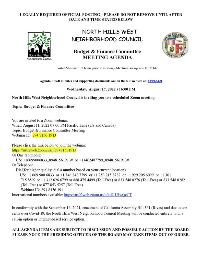 thumbnail of NHWNC Budget Committee Agenda 8-17-2022