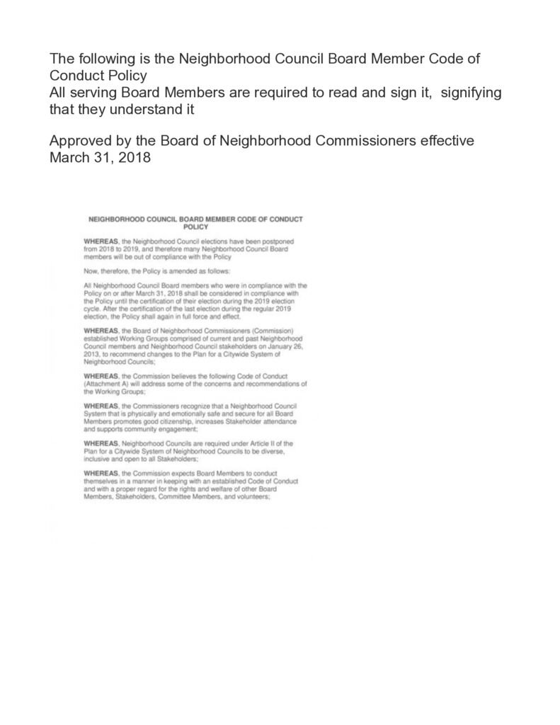 thumbnail of Neighborhood Council(s) Board Member Code of Conduct Policy