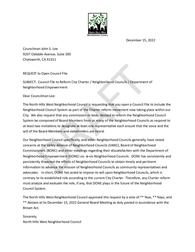 thumbnail of Lee – Council File to Reform City Charter Neighborhood Councils Department of
