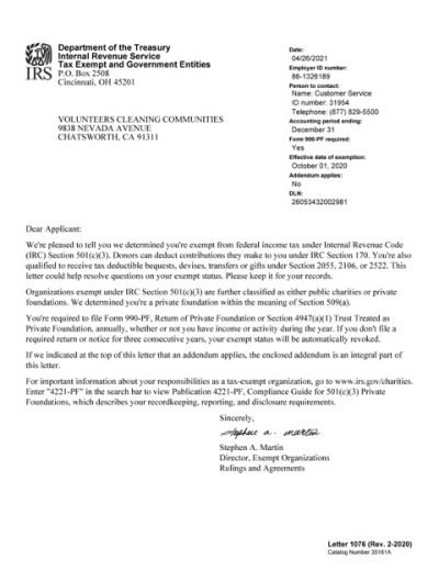VCC IRS form