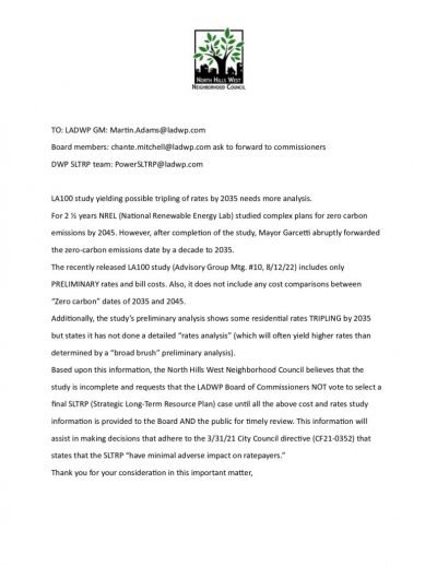 Letter to LADWP