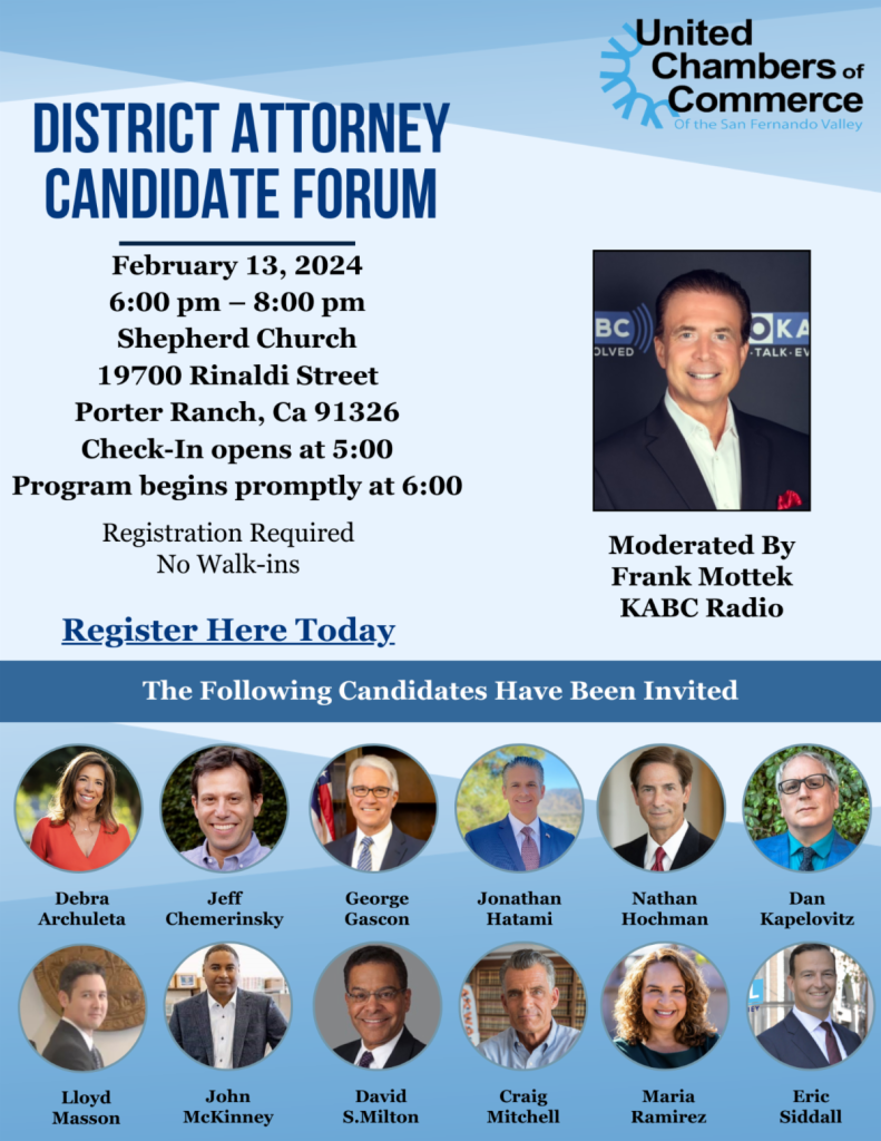 DA Candidate Forum flyer