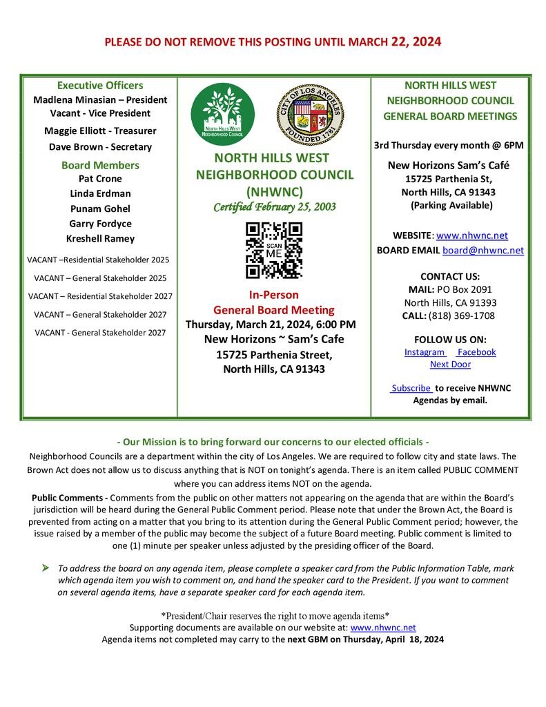 thumbnail of North Hills West NC 3-21-2024 General Board Meeting Agenda