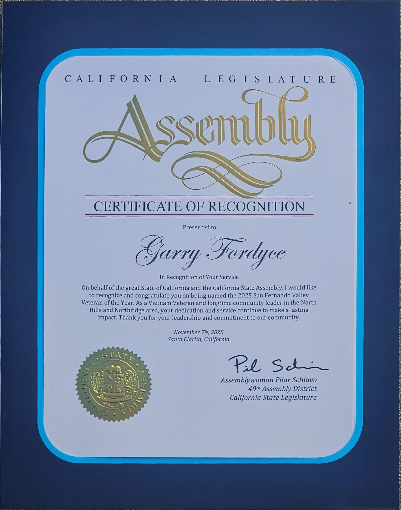 2025 San Fernando Valley Veteran of the Year - Garry Fordyce